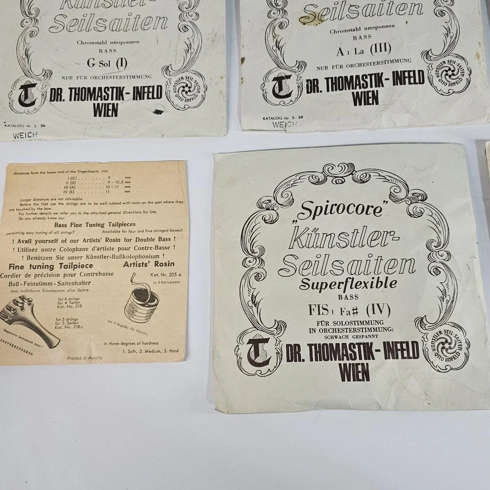 Vtg Spirocore Kunstler-Seilsaiten Thomastik-Infeld Upright Bass String Set 1-5